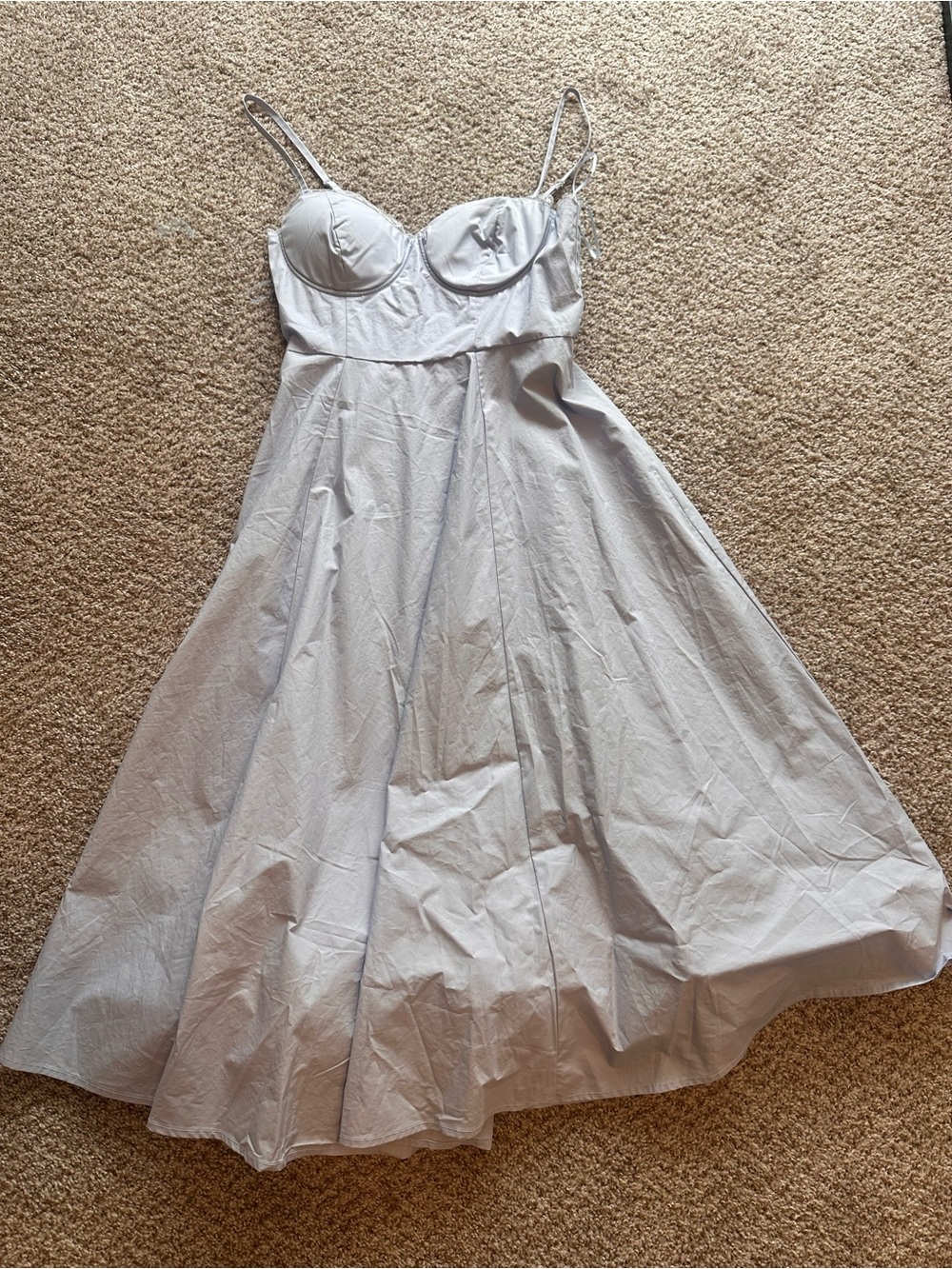 Fashion Nova Light Gray Strapless Fit-and-Flare Dress
